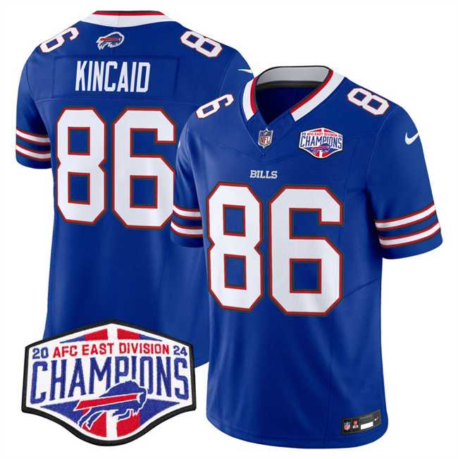 Mens Buffalo Bills #86 Dalton Kincaid Royal F.U.S.E. 2024 AFC East Division Champions Vapor Limited Stitched Jersey